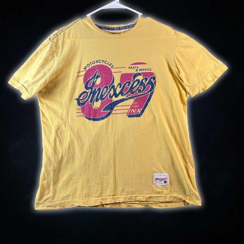 Inexcess 89 Motorcycle Naturetrail Yellow 100% Cotton T-Shirt Men's Size XL